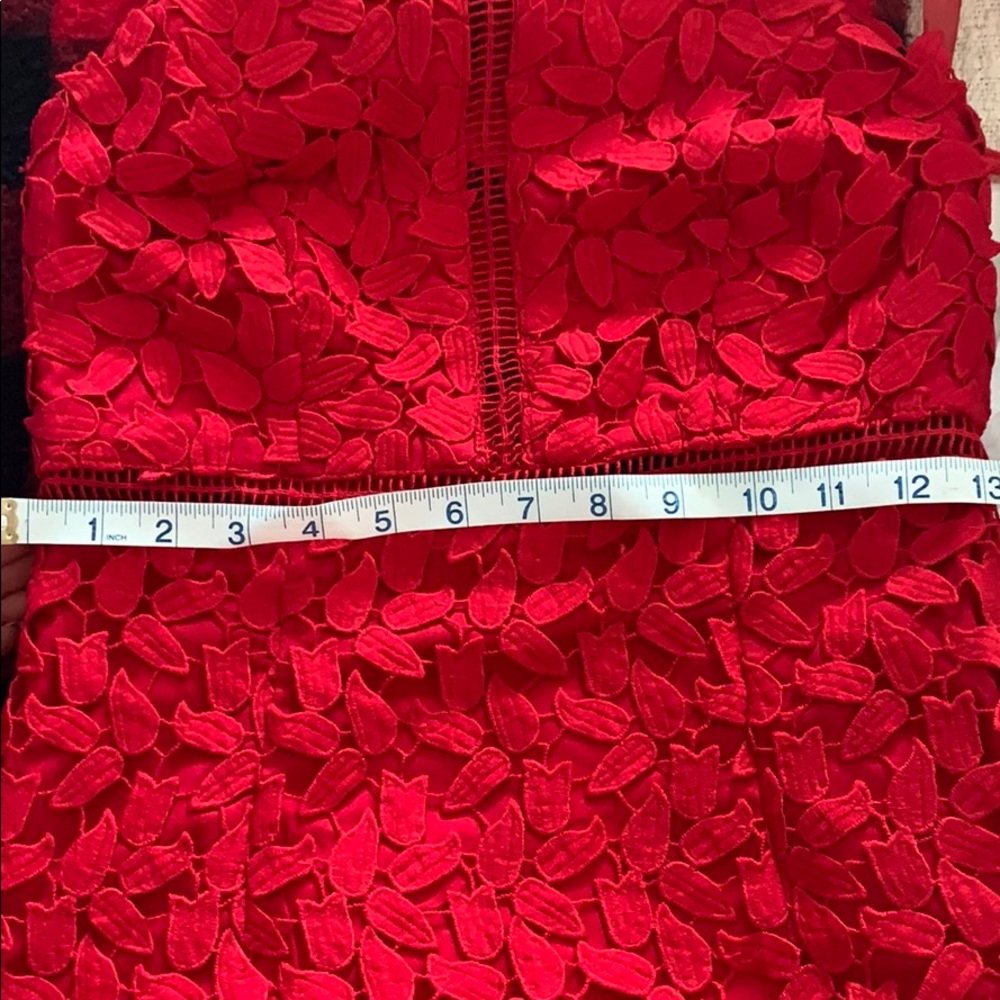 Bardot Gemma Red Lace Midi Dress - Sleeveless High Neck - Picture 7 of 8